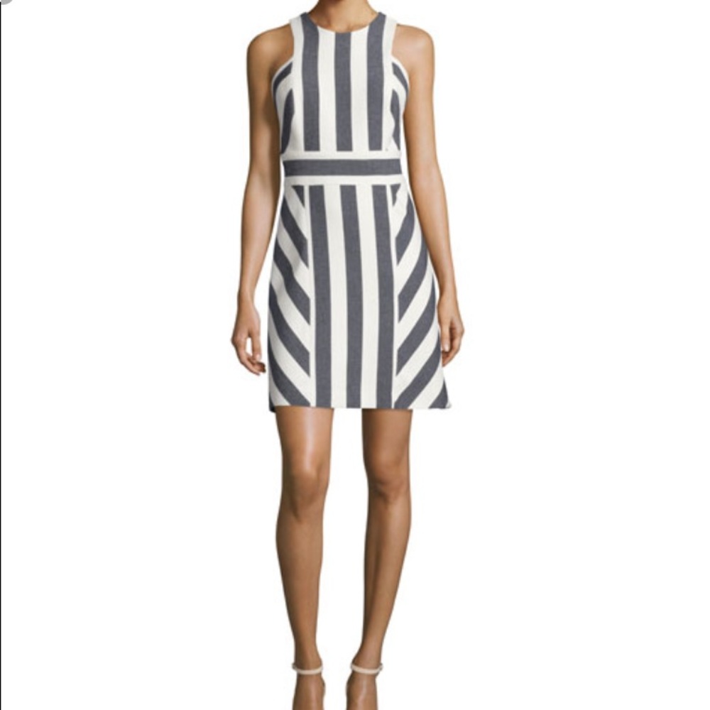 Milly graphic-striped sleeveless dress